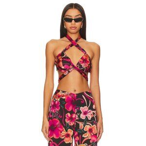 CIN CIN Hurricane Wrap Top in Hibiscus Pink Floral